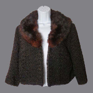 Women's Vintage 1940s/ 1950s Fur Collar Bolero Jacket Fur City Size M
